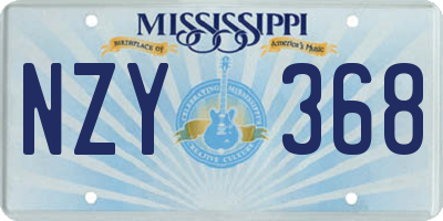 MS license plate NZY368