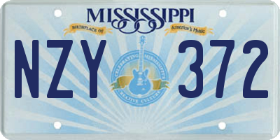 MS license plate NZY372
