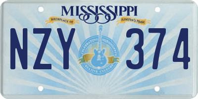 MS license plate NZY374