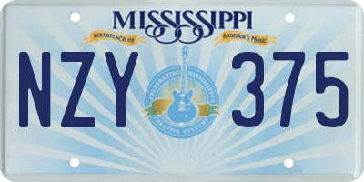 MS license plate NZY375