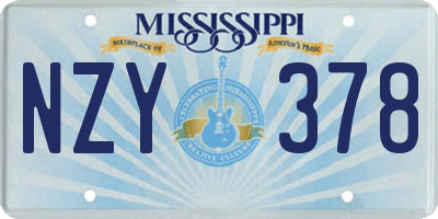 MS license plate NZY378