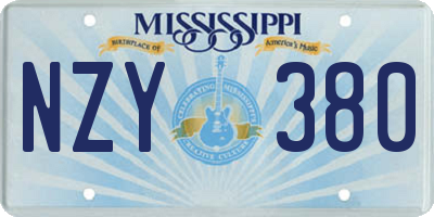 MS license plate NZY380