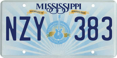 MS license plate NZY383