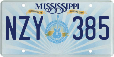 MS license plate NZY385