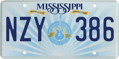 MS license plate NZY386