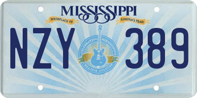 MS license plate NZY389