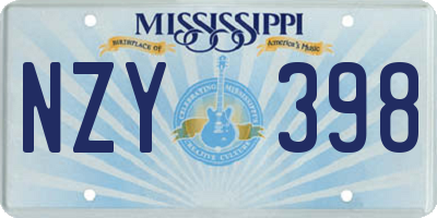 MS license plate NZY398
