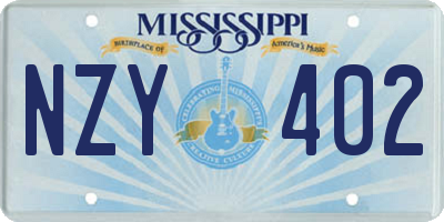 MS license plate NZY402