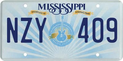 MS license plate NZY409