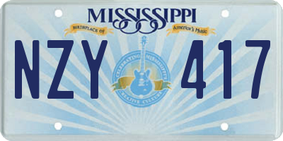 MS license plate NZY417