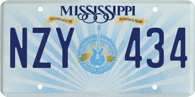 MS license plate NZY434