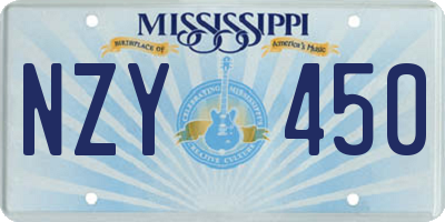 MS license plate NZY450