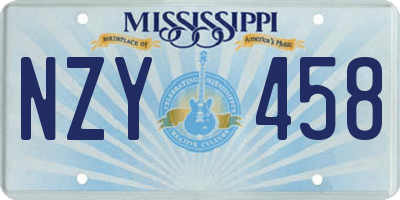 MS license plate NZY458