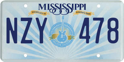 MS license plate NZY478