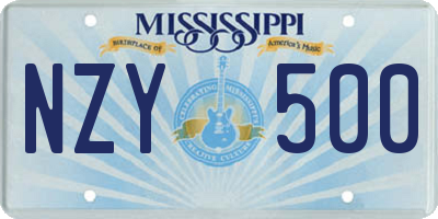 MS license plate NZY500