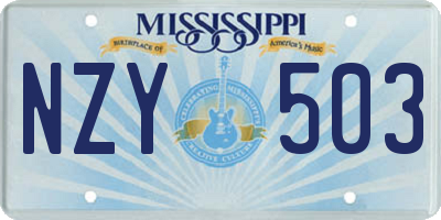 MS license plate NZY503