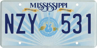 MS license plate NZY531