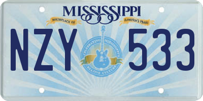 MS license plate NZY533