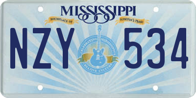 MS license plate NZY534