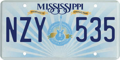 MS license plate NZY535