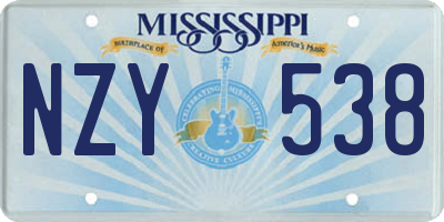 MS license plate NZY538