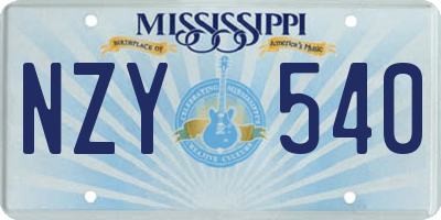 MS license plate NZY540