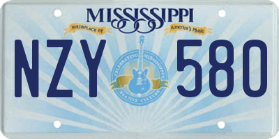 MS license plate NZY580