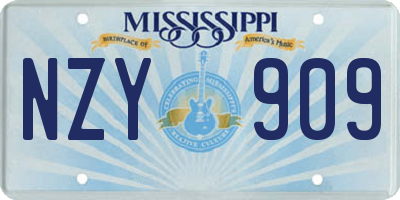 MS license plate NZY909