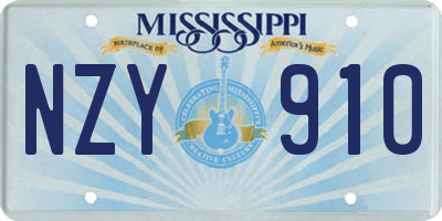 MS license plate NZY910
