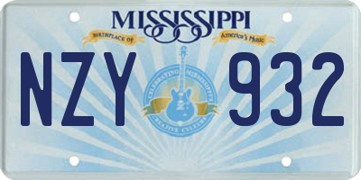 MS license plate NZY932