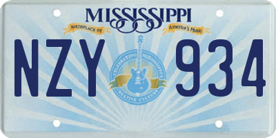MS license plate NZY934