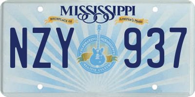 MS license plate NZY937