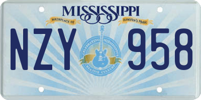 MS license plate NZY958