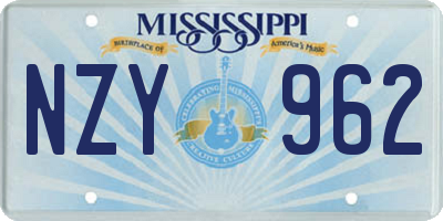 MS license plate NZY962