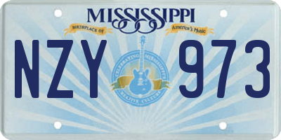 MS license plate NZY973