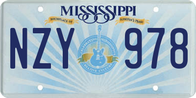 MS license plate NZY978