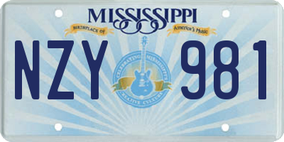 MS license plate NZY981