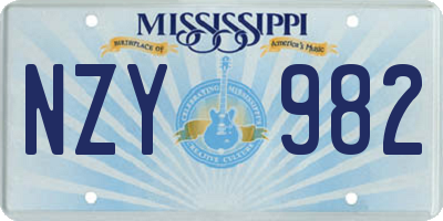 MS license plate NZY982