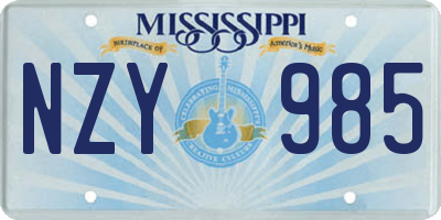 MS license plate NZY985