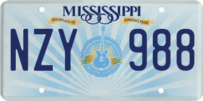 MS license plate NZY988