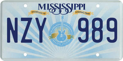 MS license plate NZY989