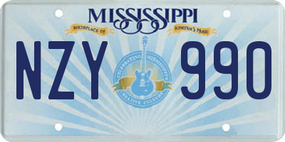 MS license plate NZY990
