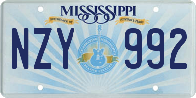 MS license plate NZY992