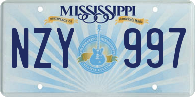 MS license plate NZY997