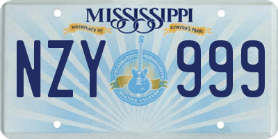 MS license plate NZY999