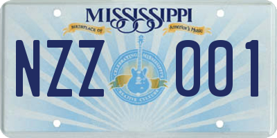 MS license plate NZZ001