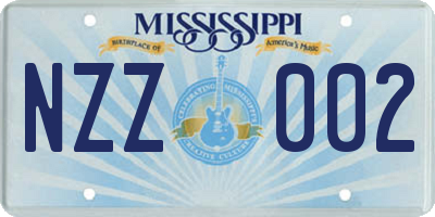 MS license plate NZZ002