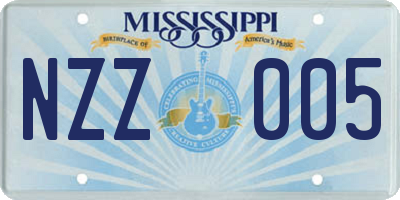 MS license plate NZZ005
