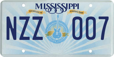 MS license plate NZZ007