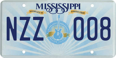 MS license plate NZZ008